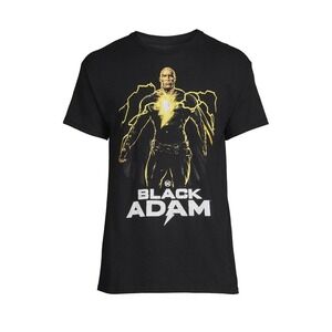 DC Films‎ Black Adam Superhero Tee Shirt Size Large The Rock Black Yellow New